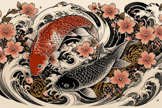 draw professional tattoo design black and white or color