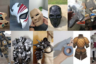 create 3d printable knight armor, mask helmet armor and game asset for cosplay