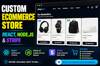 build a custom ecommerce website with react node js and stripe
