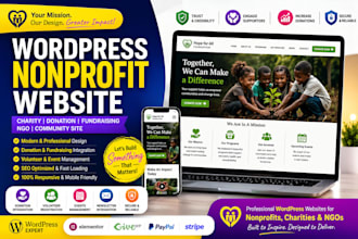 design wordpress nonprofit 501c3 website charity donation fundraising system
