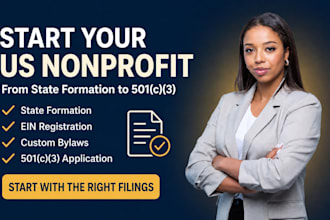 register your US nonprofit formation with ein, bylaws and 501c3 application