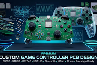 design custom game controller pcb, usb hid, esp32 joystick circuit board schemat