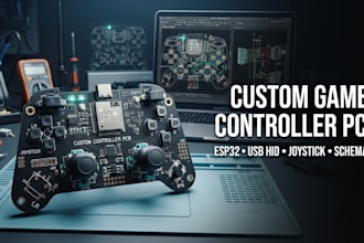 design custom game controller pcb usb hid esp32 joystick circuit board schemat