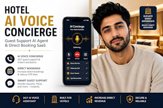 build hotel ai voice concierge app, guest support ai agent, direct booking saas