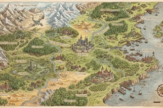 create hand drawn maps, illustrated maps, fantasy maps, wedding and tourist maps