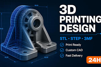 design custom 3d printing models stl step and cad files for printing