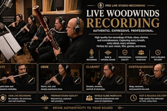 record live woodwinds for you flute, contrabassoon, oboe, clarinet