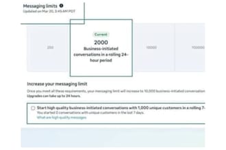 setup verified bm 250, 2k limit api 10k limit, 100k limit bm for bulk messages