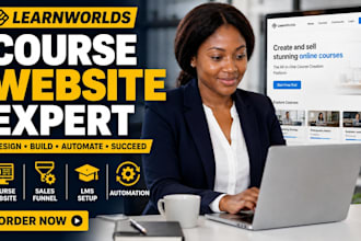 design learnworlds website, learnworlds landing page, sales page, course setup
