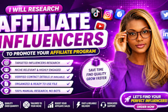 recruit affiliates and research influencers to promote your affiliate program