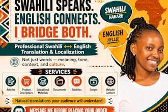 translate and localize swahili to english flawlessly