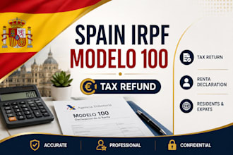 prepare spain irpf modelo 100, tax return, tax refund and rental declaration