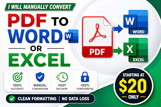 convert PDF to word or excel manually