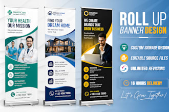 design professional roll up banner, pull up banner and standee