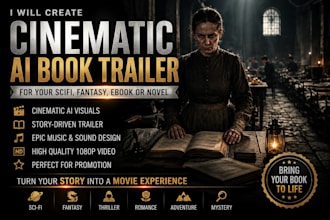create cinematic ai book trailer for your scifi, fantasy, ebook or  novel