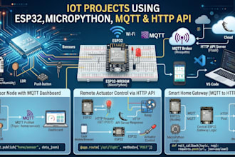 build iot projects using esp32 mqtt http API and micropython