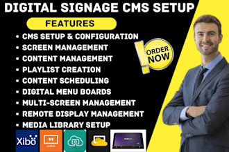 setup set up any digital signage cms including xibo, yodeck and screencloud etc