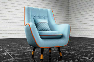 create model and render 3d furniture, chair, sofa, wardrobe, bed and cabinet