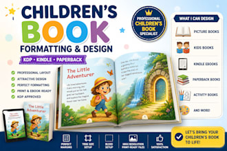 format childrens book, kids book layout and KDP ebook design