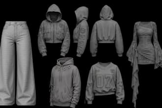 design, texture and rig 3d clothing mesh for second life vrchart fiven peds imvu