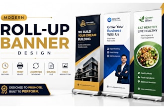 design a modern roll up banner, retractable banner, standee