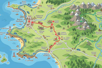 create campus, office, route, visitor and hiking trail, itinerary map
