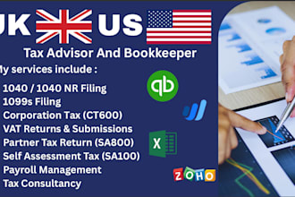 do UK and US bookkeeping with ct600 and 1099 tax filing