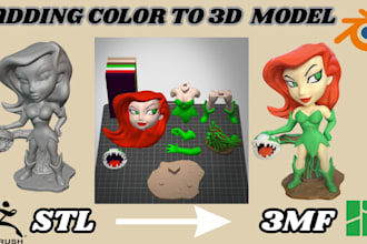 do 3d model split add color convert stl to 3mf ready for ams multicolor printing