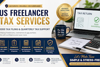 prepare US freelancer taxes, 1099 tax filing and quarterly tax support