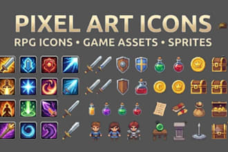 design pixel art icon rpg icons game items pixel art assets and sprites