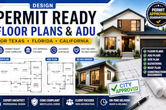 design permit ready floor plans and adu for texas, florida, california
