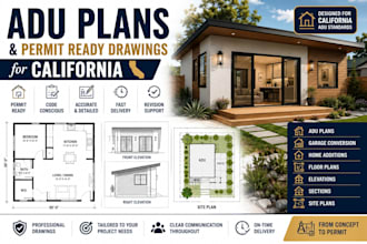 create adu plans and permit ready drawings for california florida texas