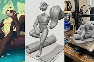 sculpt action figure toy anime furry character 2d to 3d model stl file printing