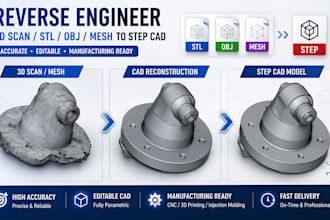 reverse engineer stl, obj, 3d scan and mesh into step cad medel