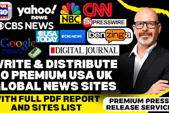 write distribute press release distribution to premium USA UK global news sites