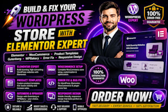 do elementor product template, woocommerce error fix,gutenberg, wpbakery expert