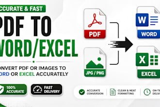 do pdf, image to excel or word conversion