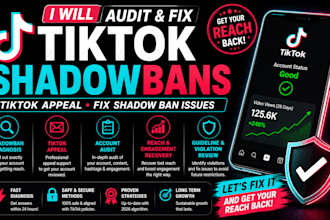 audit and fix tiktok shadowbans, tiktok appeal, fix shadow ban issues