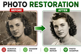 remove scratches, fix shadows, repair, restore and sharpen photos