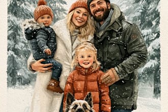 make watercolor family portrait