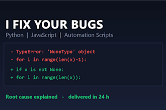 fix bugs in your python, javascript or automation script