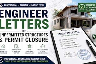 provide engineer letters for unpermitted structures and permit closure or tx co