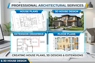 create house plans, 2d floor plans, 3d house design and extension drawings