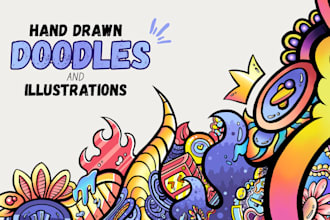 draw digital doodle illustrations for stickers and prints