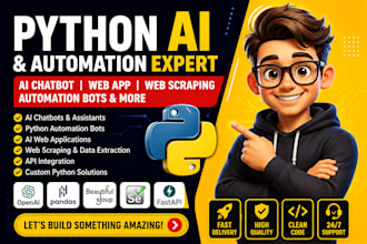 develop python ai, automation bot, chatbot, web scraping and ai web app
