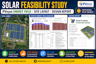 do solar feasibility study, pvsyst energy yield, site layout and report