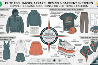 do tech pack, apparel design, garment design, clothing brand, technical sketch