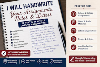 handwrite your assignment, notes and letters in neat cursive