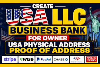 create USA business bank for US llc owner, USA physical address proof of address