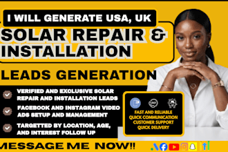 usa solar repair leads, solar installation leads, solar leads, via facebook ads